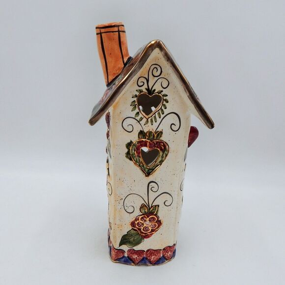 Blue Sky Clayworks Heather Goldminc Heart House Candle Luminary 2001 No Base - Picture 3 of 12